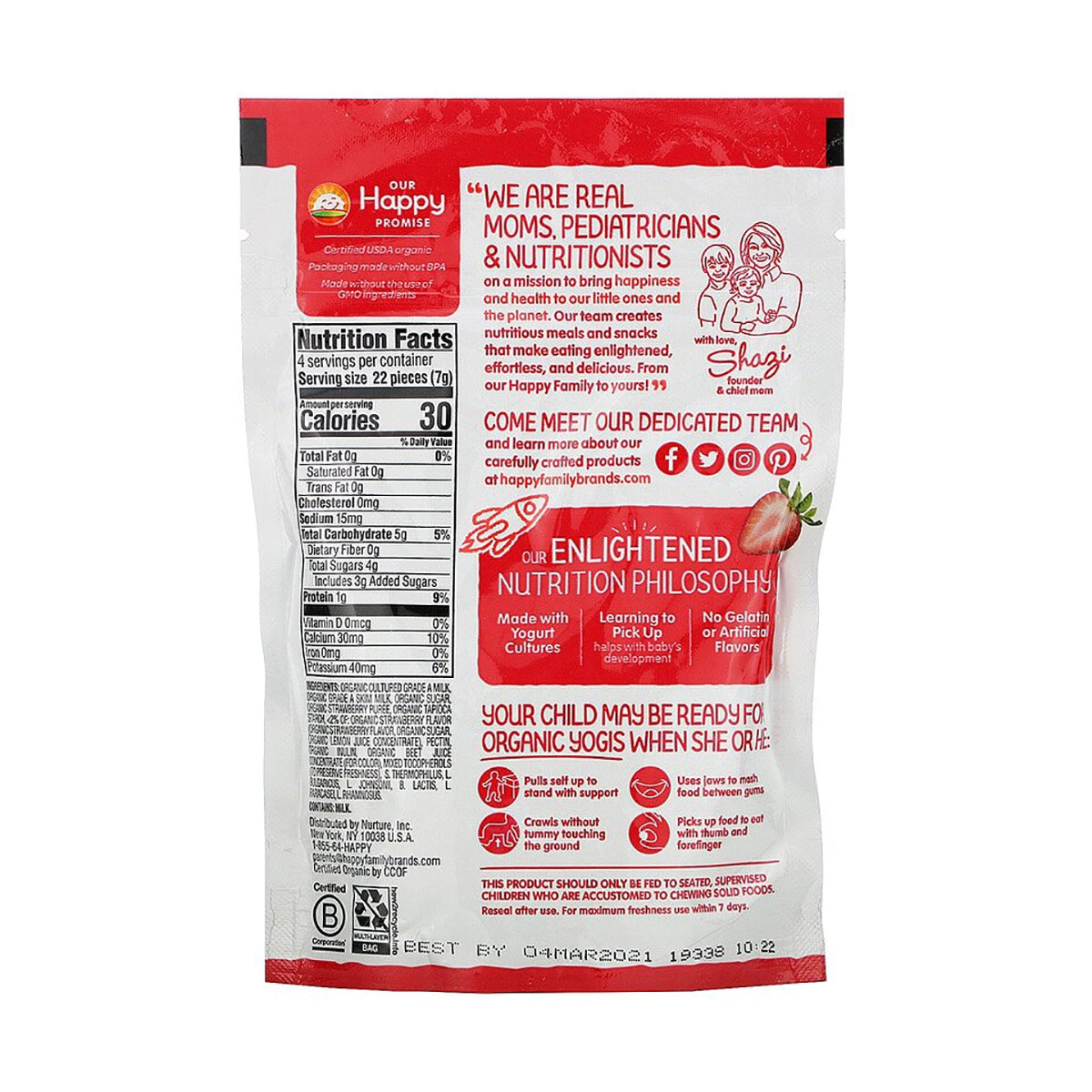 Happy Baby Organics Yogis Strawberry 28g