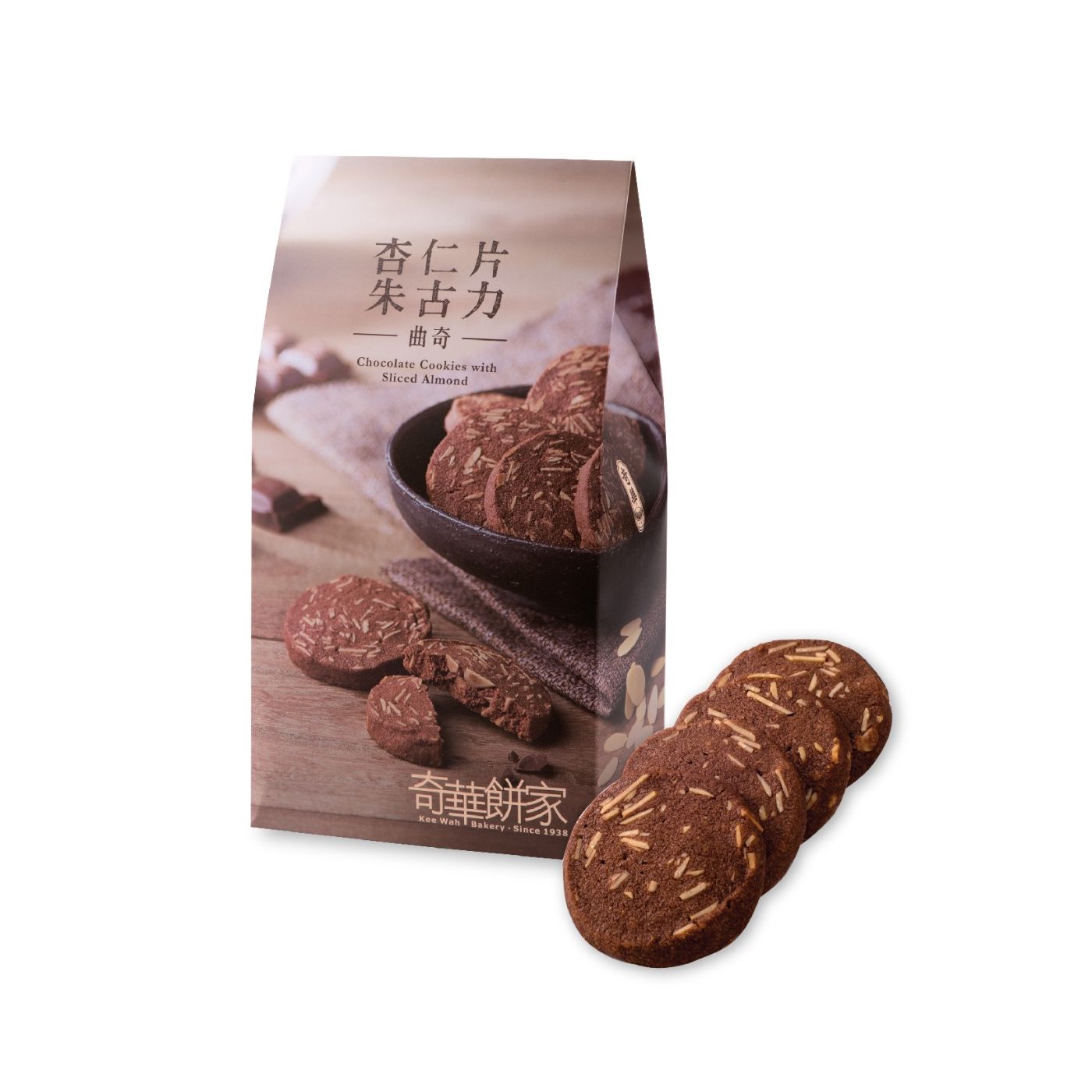 KEE WAH Chocolate Cookies with Sliced Almond 12pcs