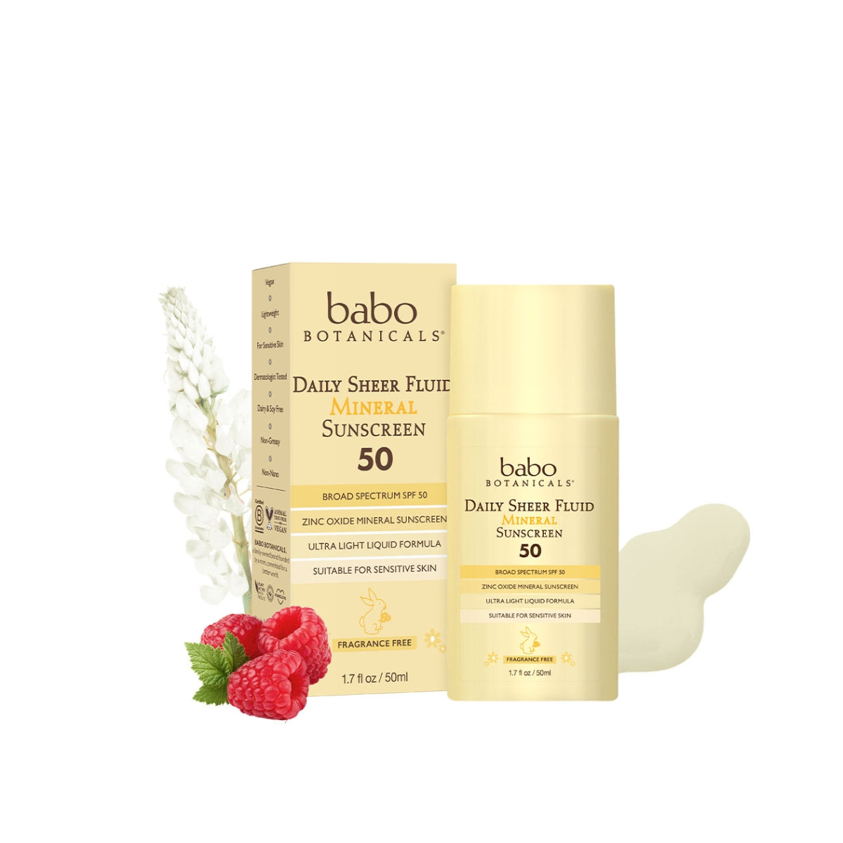 Babo Botanicals Daily Sheer Fluid Mineral Sunscreen SPF50 (Fragrance Free) 50ml