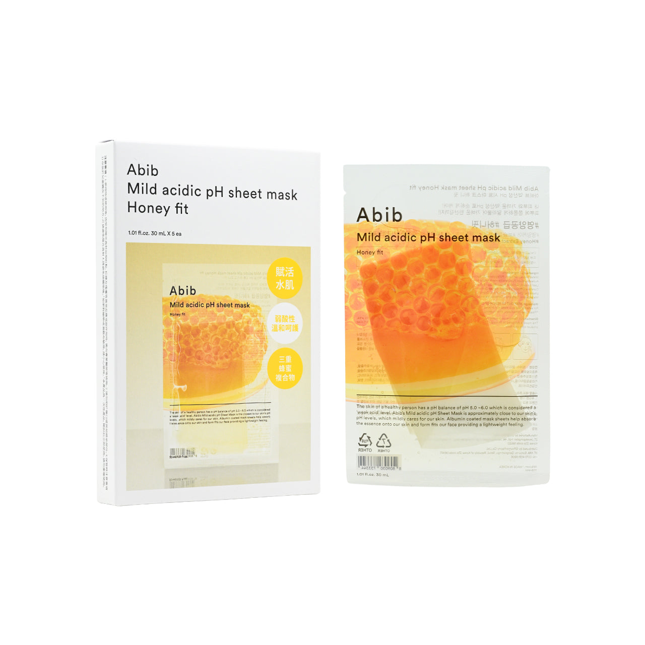Abib Mild acidic pH sheet mask - Honey fit 30ml x 5pcs