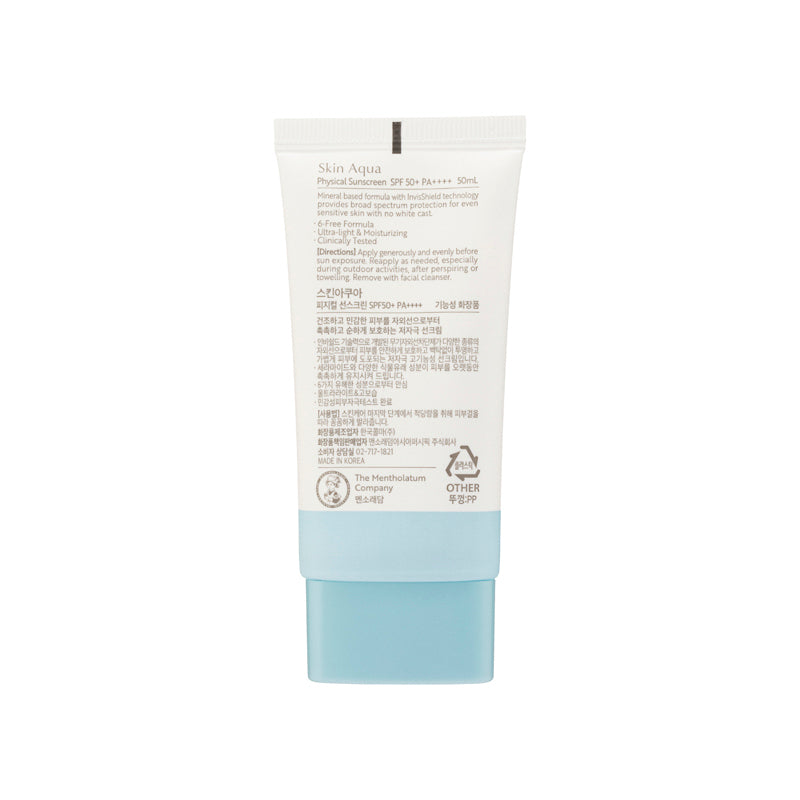 Mentholatum Skin Aqua Physical Sunscreen for Sensitive Skin SPF50+ PA++++ 50ml