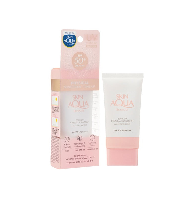 Mentholatum Skin Aqua Tone Up Physical Sunscreen for Sensitive Skin SPF50+ PA++++ 50ml