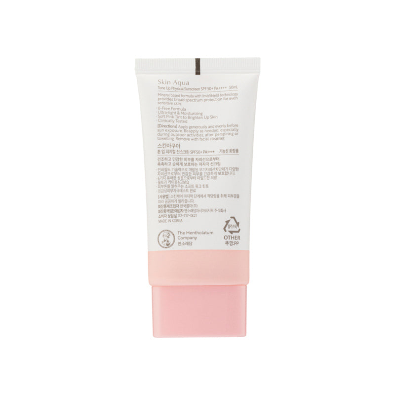 Mentholatum Skin Aqua Tone Up Physical Sunscreen for Sensitive Skin SPF50+ PA++++ 50ml