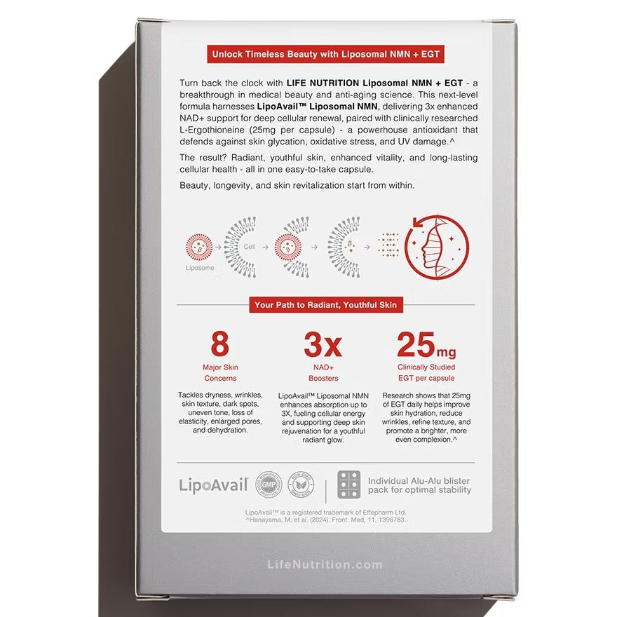 LIFE NUTRITION Liposomal NMN+EGT (30 capsules)
