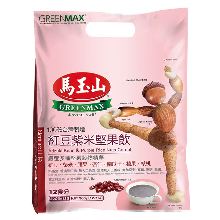 GREENMAX Adzuki Bean & Purple Rice Nuts Cereal 12x30g