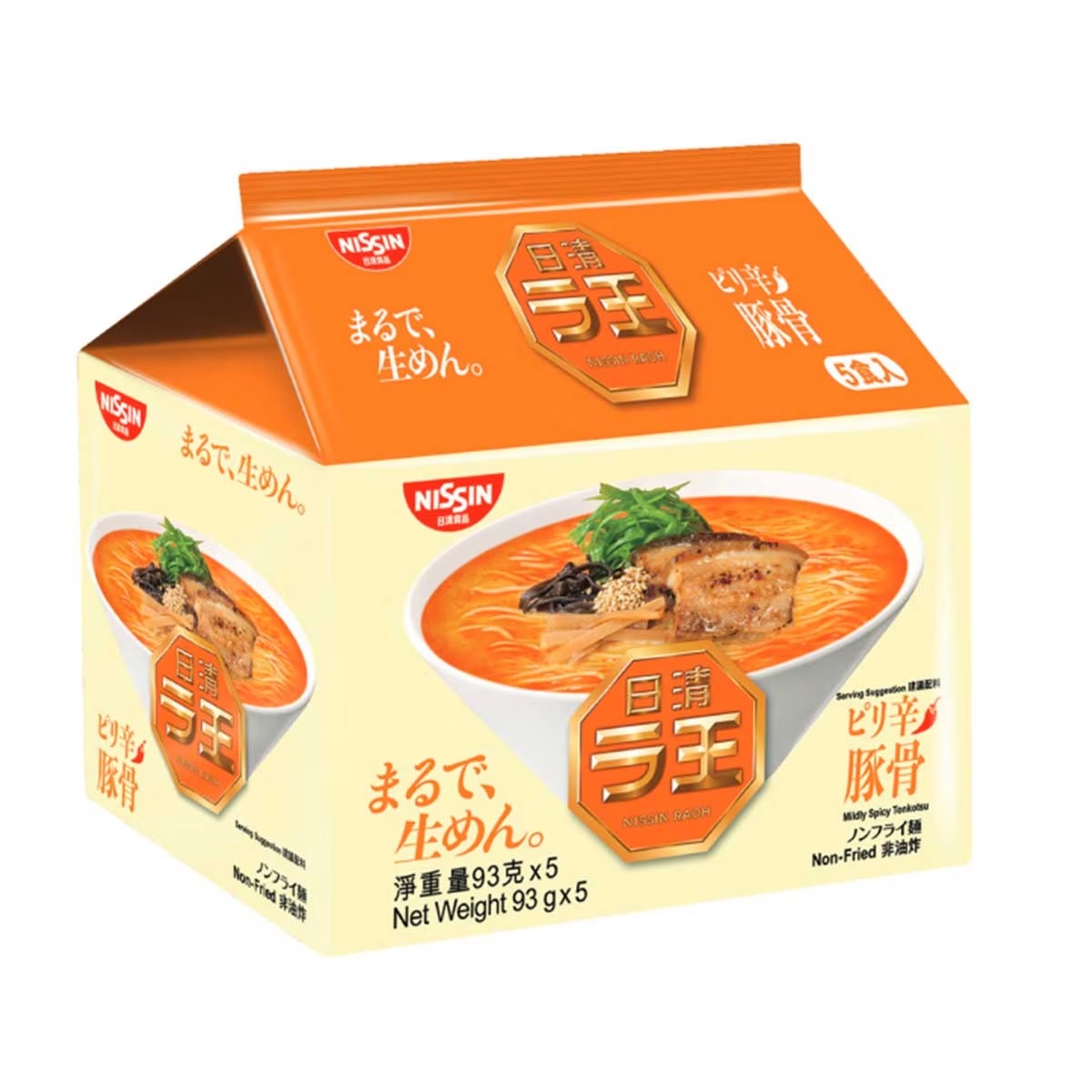 日清拉王 香辣豬骨味非油炸即食麵五包裝 89GX5